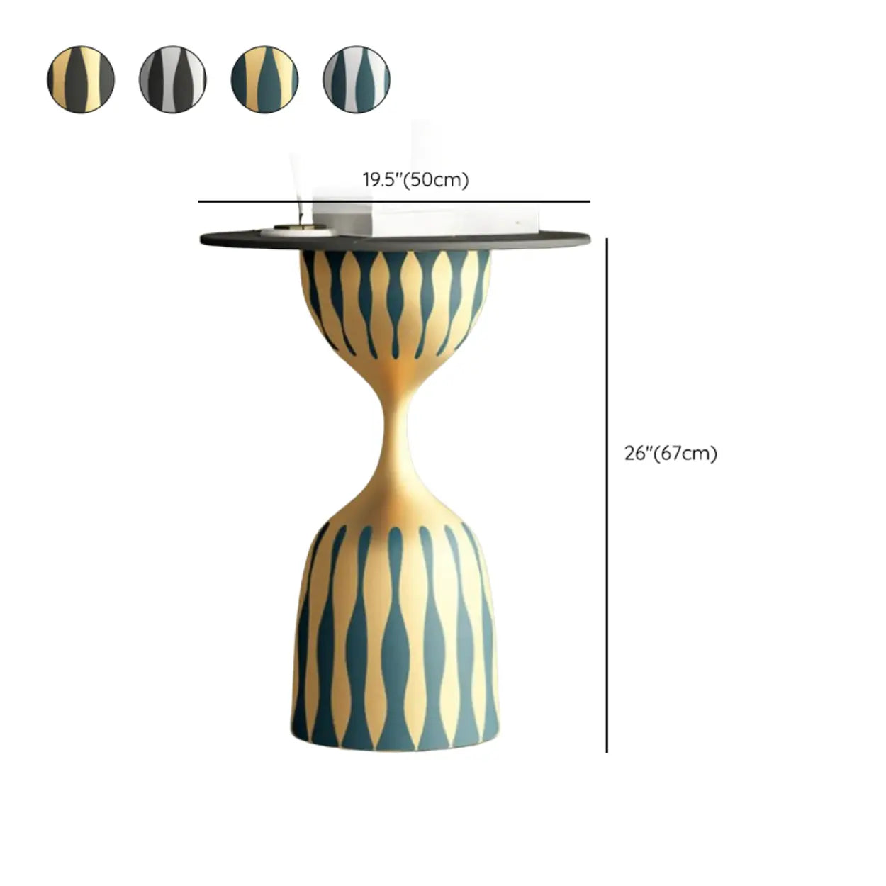 Art-Déco Beistelltisch – Verziertes Metallgestell - Image 14