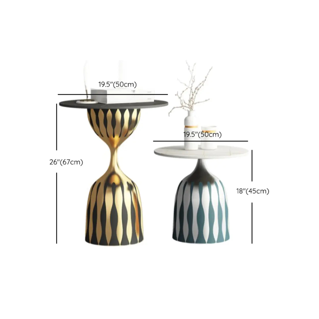 Art-Déco Beistelltisch – Verziertes Metallgestell - Image 16