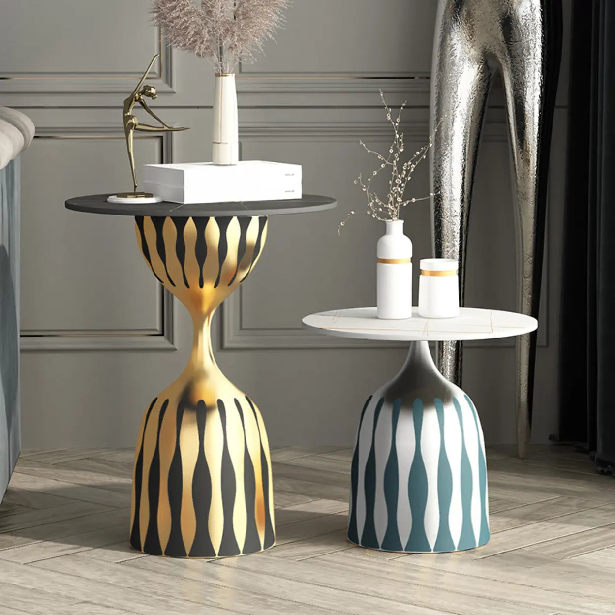 Art-Déco Beistelltisch – Verziertes Metallgestell - Image 3